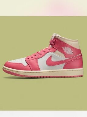 Jordan 1 Mid Pink and Cream Women's Sneakers